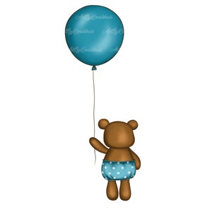 Teddy Bear Clipart, Bear PNG, Baby Shower Boy PNG, Baby Shower Clipart, Digital Download