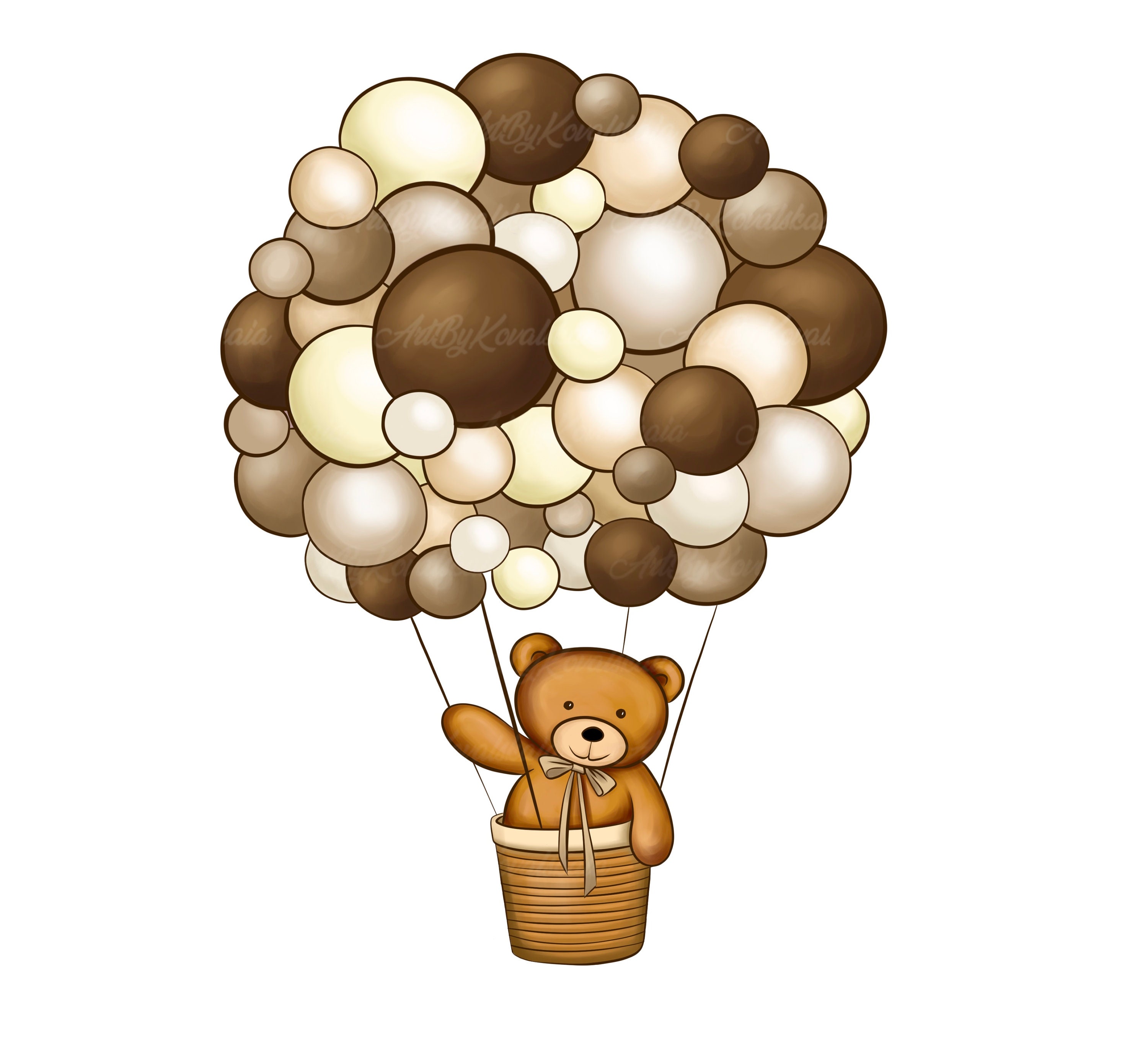 Teddy Bear Clipart PNG Baby Shower Air Balloon PNG Digital Download
