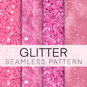 4 Glitter Digital Paper, Pink Seamless Glitter Pattern Bundle, Instant download