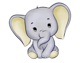 Baby Elephant Clipart: Shower PNG Image (Digital Download)
