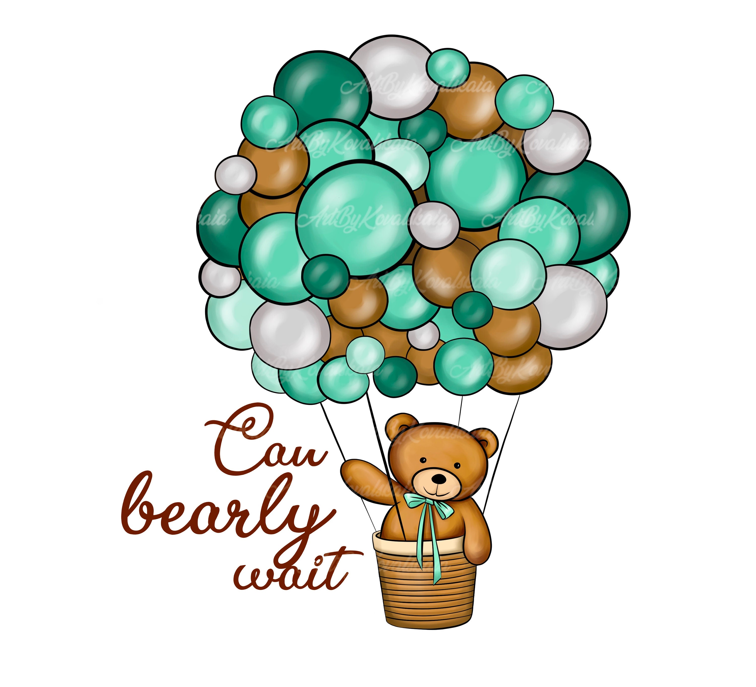 Teddy Bear Air Balloon Clipart: Baby Shower PNG (digital Download) - Etsy
