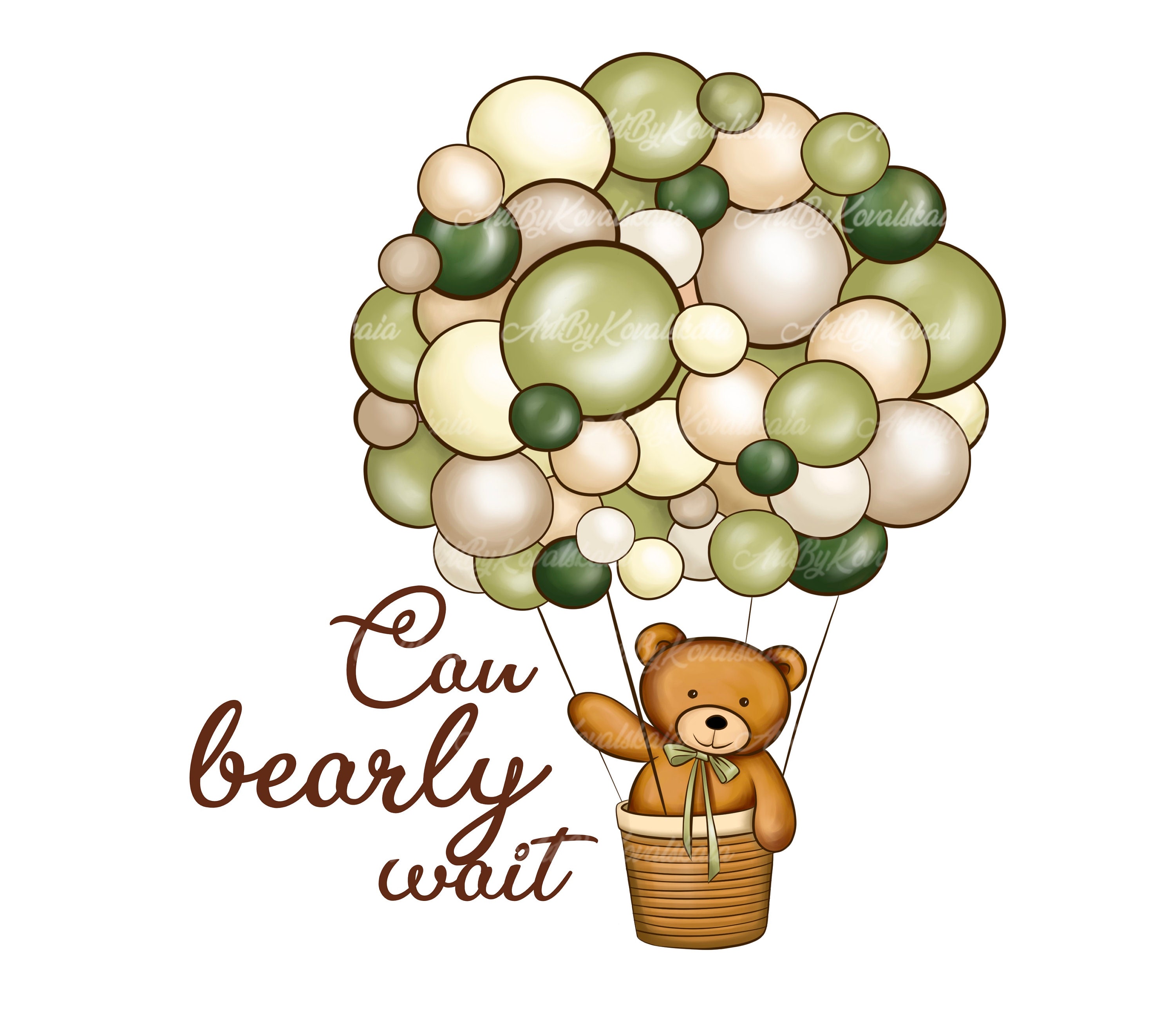 Teddy Bear Clipart: Air Balloon Baby Shower PNG (digital Download) - Etsy
