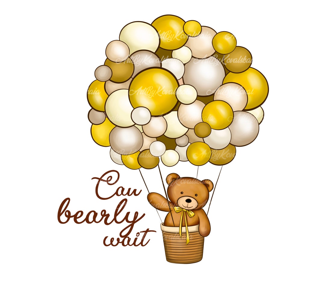 Teddy Bear Clipart: Air Balloon Baby Shower PNG (digital Download) - Etsy