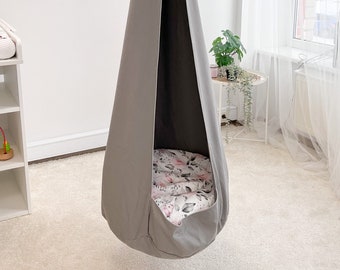 Hamaca sensorial de interior, columpio capullo para niños, silla colgante para niños con cojín, asiento de columpio para habitación infantil, columpio para niños pequeños, columpio tipo cápsula capullo,