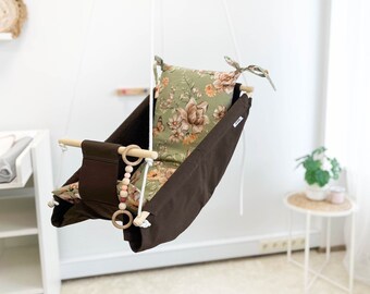 Toddle's cotton swing, Child Outdoor hammock, brown Garden Swing Schaukel Balançoire Hammock s 3 in 1, Indoor Montessori Rope Swing