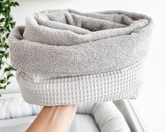 Gray cotton toweling changing pad for nursery, baskets for nursing room, cotton changing pad, winding pad, Wasserabweisende Wickelauflage