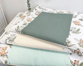 Matelas à langer en coton à imprimé animal avec long oreiller et paniers, tapis à langer pour chambre de bébé, surmatelas pour table à langer