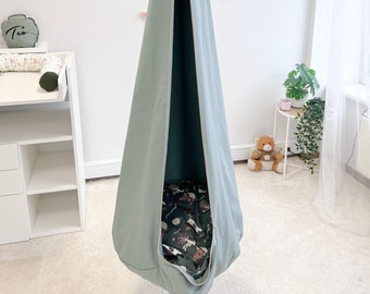 Baumwollschaukelhöhle beige, Natürliche Raumschaukel für Kinder, Cocoon Sensory Swing Hängeschaukel Indoor Kinderhängematte, Indoor Therapieschaukel