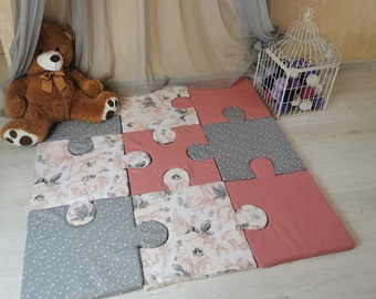 TBY Jigsaws Puzzle Play Mats, alfombra de gateo entrelazada  para bebé adecuado para la zona de juegos de niños, sala de estar,  dormitorio, gimnasio, decoración perfecta del hogar, beige y marrón