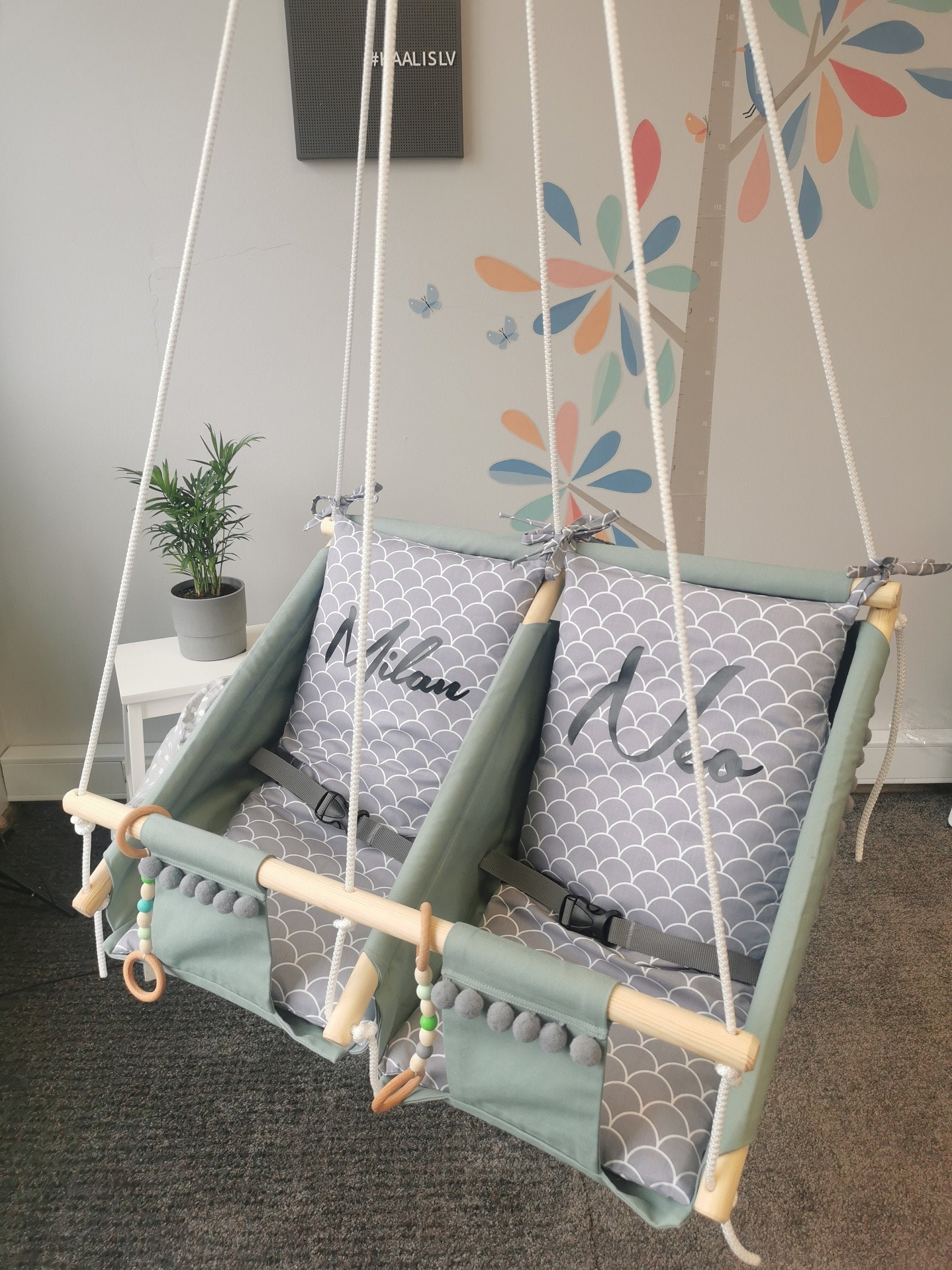 Twins baby hammock swings Swing set wooden Outdoor hammock Etsy