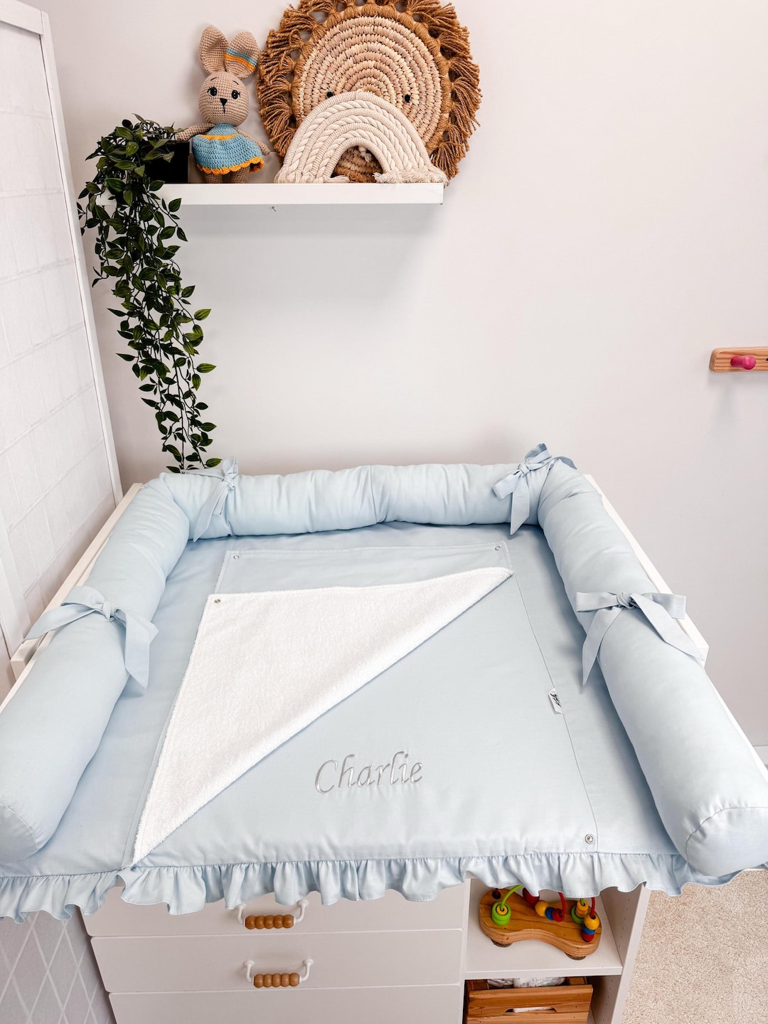 Pvc Changing Mat Pastel Blue Changing Mat, Changing Pad With Accessory ,baskets, Travel ...