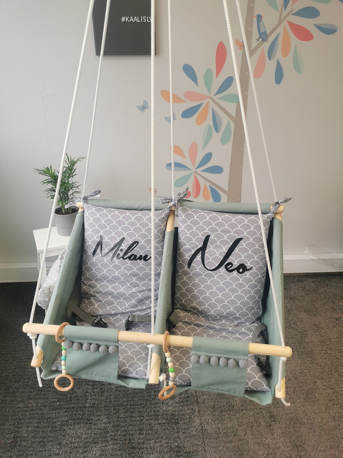 Twins Baby Hammock Swings Swing Set Wooden Outdoor Hammock Etsy