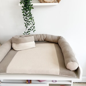 Cambiador de tela beige, Cambiador con cestas para accesorios, manta para bebé, cambiador de viaje para habitación de bebé, Cambiador, Cambiador de pañales