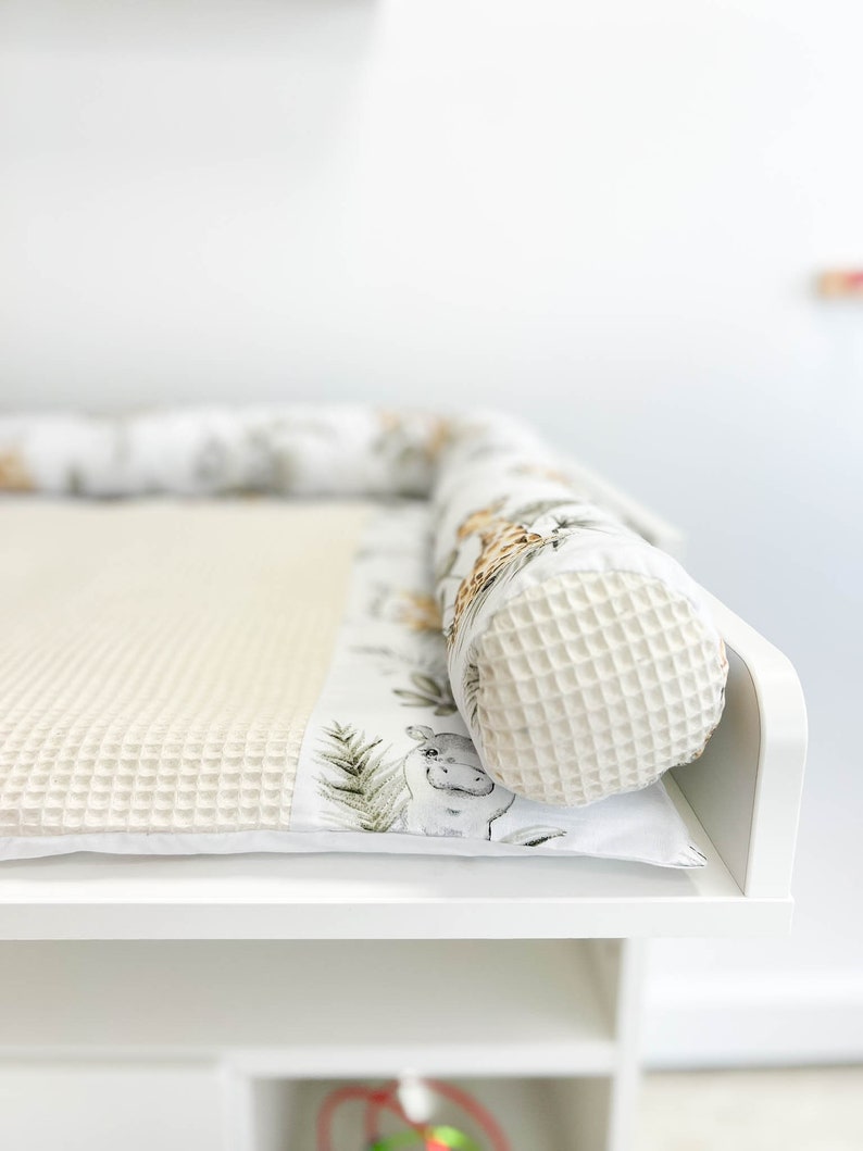 Matelas à langer en coton à imprimé animal avec long oreiller et paniers, tapis à langer pour chambre de bébé, surmatelas pour table à langer, image 5