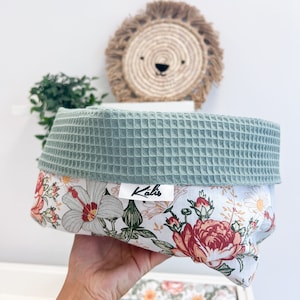 Utensilo Aufbewahrungskörbe mit Blumenmuster, Stoffkörbe, Windelaufbewahrung Kinderzimmer Wickelauflage Bezug, Set personalisiertes Geschenk