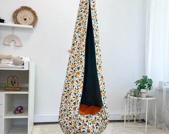 Divertido columpio tipo capullo para niños, columpio colgante beige para habitación infantil, hamaca para niños pequeños, columpio de porche.