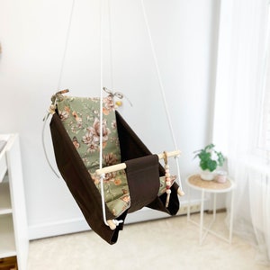 Schaukel, Balançoire, Baby hammock 3in1, Grey Kids swing, Toddler chair, Scandinavian style indoor/outdoor. Birthday Gift. 100% Hand Made