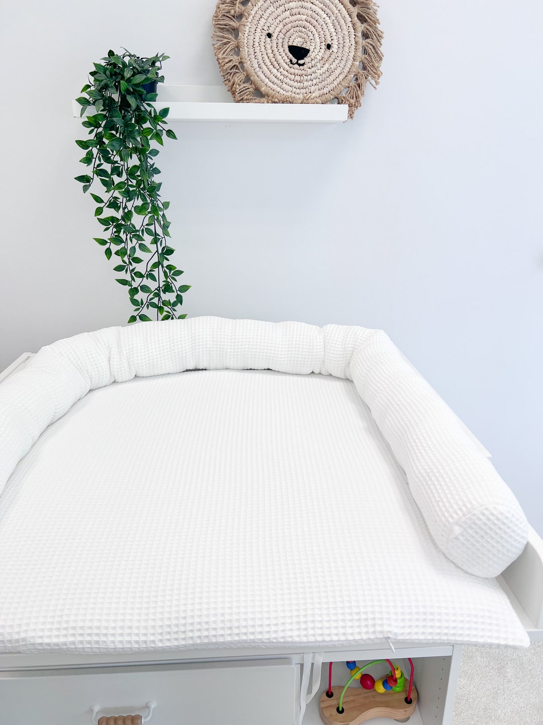 White Changing Pad for Nursery, Changing Try, Topper for Changing Table