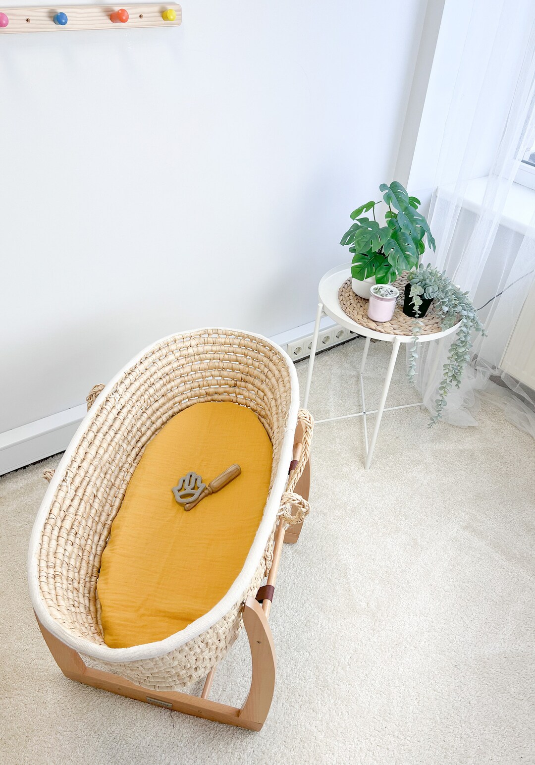 Moses Basket Muslin Sheet, Fitted Sheet, Oval Fitted Baby Basket Sheet