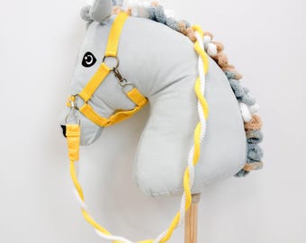 Hobby horse Gray or Black, Horse riding with halter, Horse on stick