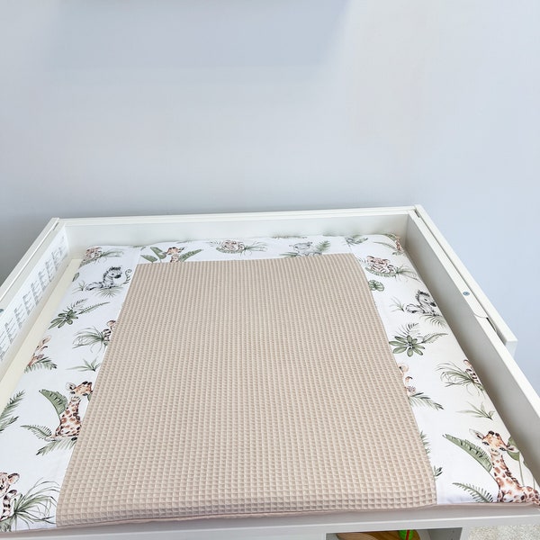 Changing mat in fabric, Changing pad with accessory baskets, baby blanket, baby room travel pad, Beige Changing pad, Diaper changing mat