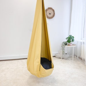 Cocoon Swing Kids, Kids Hammock swing, Hanging children swing, Indoor outdoor fabric hammock seat, Toddler swing, Cocoon pod swing chair