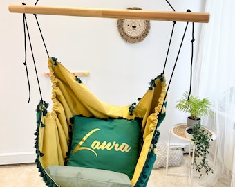 Hanging chair, Swing chair, Indoor hanging chair adult, Personalized hanging swing,hammok swing Outdoor Porch swing adult,Patio fabric swing