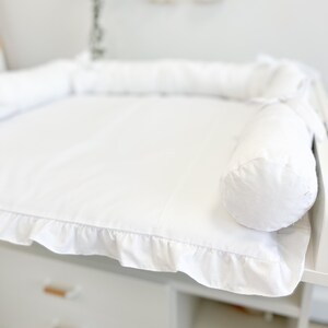 Matelas à langer blanc en tissu, Matelas à langer avec paniers d'accessoires, Coussin de voyage pour chambre de bébé, Matelas à langer beige, Matelas à langer image 4