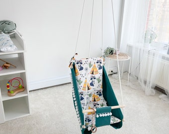 Peuterschommel, Kinderbuitenhangmat, Grijze Tuinschommel Schaukel Balançoire Hangmatten 3 in 1, Indoor Montessori Touwschommel, Achtertuinveranda