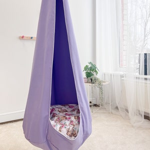 Double layered cuddly kids cave swing, hanging pod swing, childs sway, fun therapy swing , cocoon pod swing for kids, hanging chair swing
