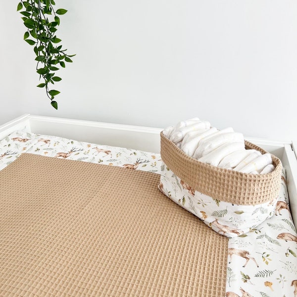 Changing mat with water-repellent mattress to remove beige changing mat cover waffle pique and cotton terry cloth Baby,Wickelauflagentyp