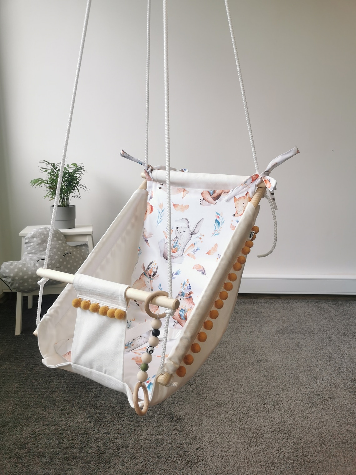 Beige baby hammock swings Baby girl swings Indoor swings for Etsy