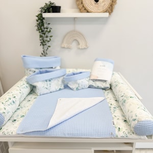 Cambiador en tela, Cambiador con cestas de accesorios, mantita para bebé, cojín de viaje para habitación de bebé, Cambiador Beige, Cambiador de pañales
