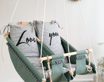Swings for twins, Indoor swing for Toddler Outdoor twin swing, Personalized hammock swing set,Porch swing Outdoor, Personalized twin gift