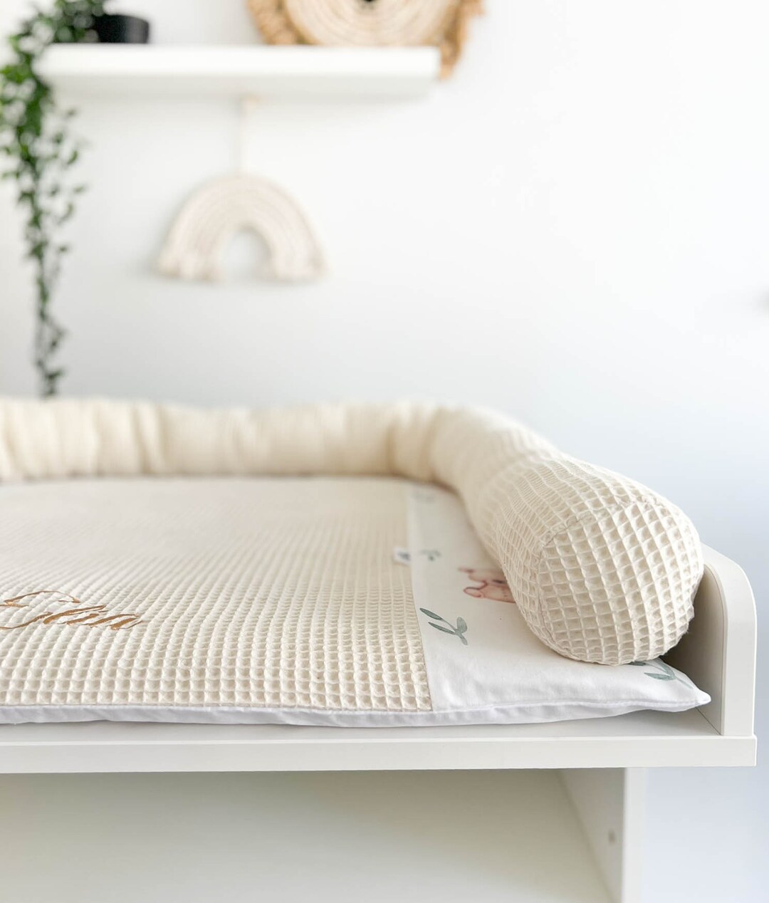 Cotton Print Changing Pad With Long Pillow and Baskets, Baby Nursery ...