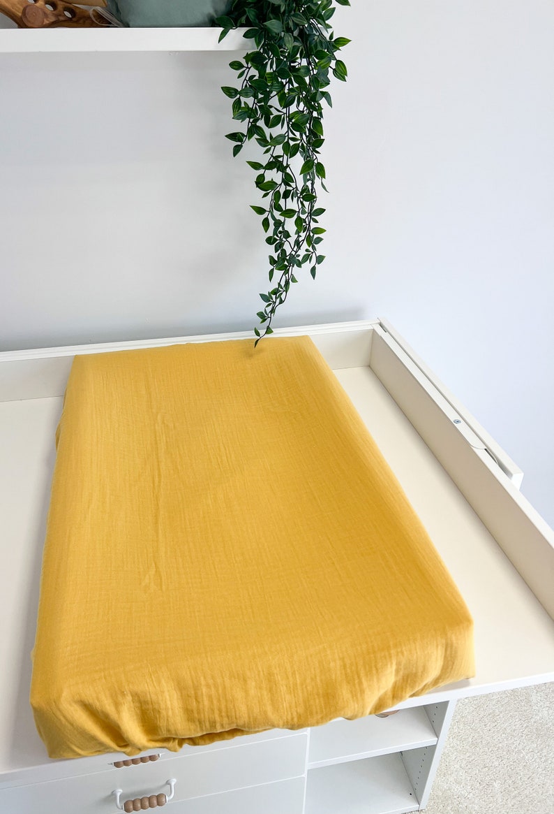 Changing mat cover, Double gauze breathable cover, Diaper changing mat, portable changing mat Mustard yellow