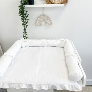 Matelas à langer blanc en tissu, Matelas à langer avec paniers d'accessoires, Coussin de voyage pour chambre de bébé, Matelas à langer beige, Matelas à langer image 2