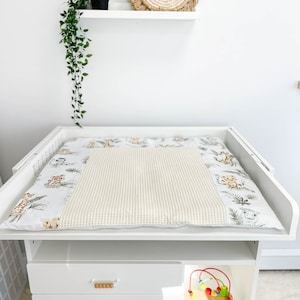 Matelas à langer en coton à imprimé animal avec long oreiller et paniers, tapis à langer pour chambre de bébé, surmatelas pour table à langer, Just pad