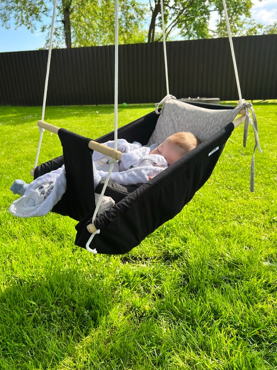 Outsunny Kinderschaukel Mit Sicherheitsgurt - Faltbarer Babysitz Aus Baumwolle