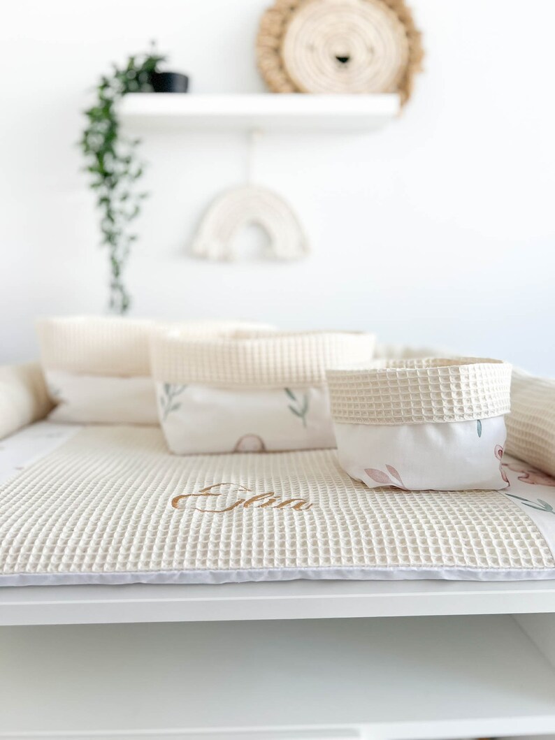 Cotton Print Changing Pad With Long Pillow and Baskets, Baby Nursery ...