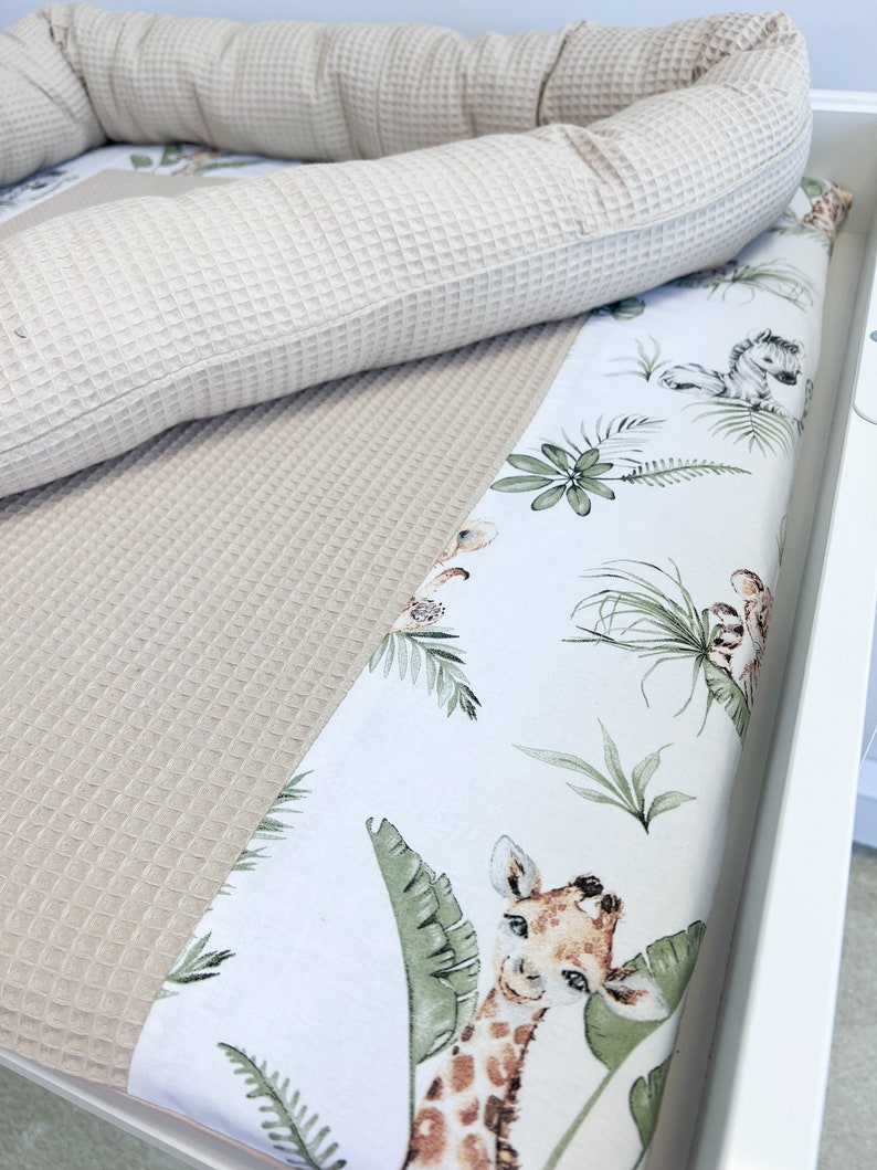 Matelas à langer en tissu, matelas à langer avec paniers d'accessoires, couverture pour bébé, coussin de voyage pour chambre de bébé, matelas à langer beige, matelas à langer image 3