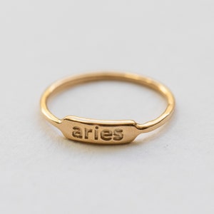 14K Gold Plated Zodiac Ring: Personalized Astrology Gift