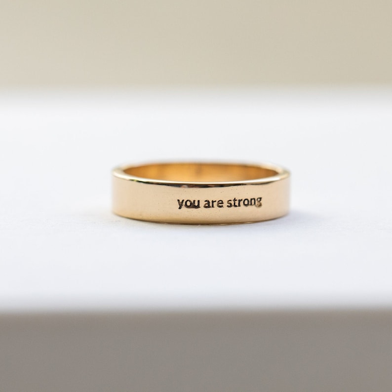 You Are Strong Ring in 14K Gold Plated Brass Empowerment Etsy