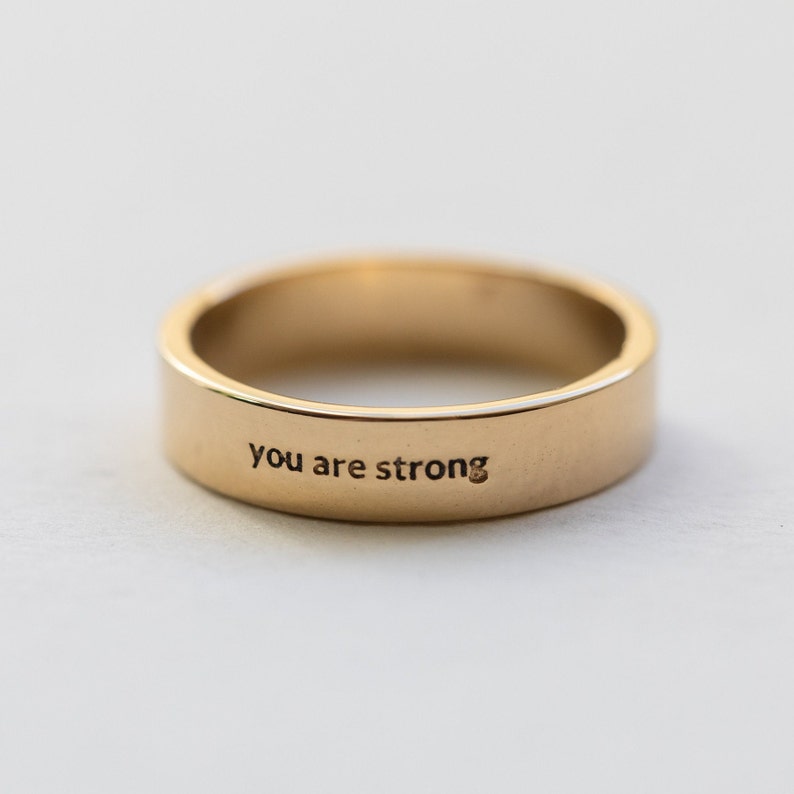 You Are Strong Ring in 14K Gold Plated Brass Empowerment Etsy