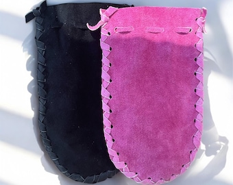 Ethically Sourced Leather Medicine Bag, Crystal Pouch