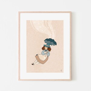Pluie étoilée | Impression d’art illustrée | A6 | illustration sorcière étoiles | art mural pour enfants | cadeau | carte de vœux
