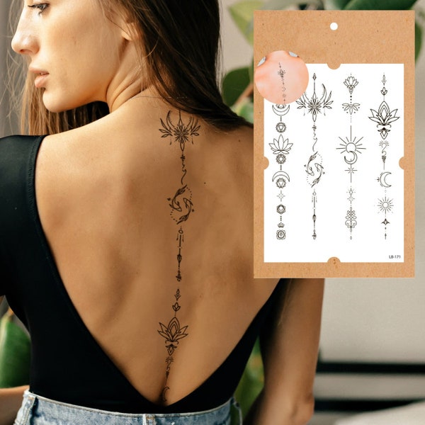 Temporary tattoos, Women temp tattoo, Original tattoo design, Long lasting tattoo, Spine tattoo, Minimalist temporary tattoo