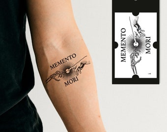 Memento mori temp tattoo, Realistic tattoo, Phrase tattoo, Temporary tattoo, Durable tattoo