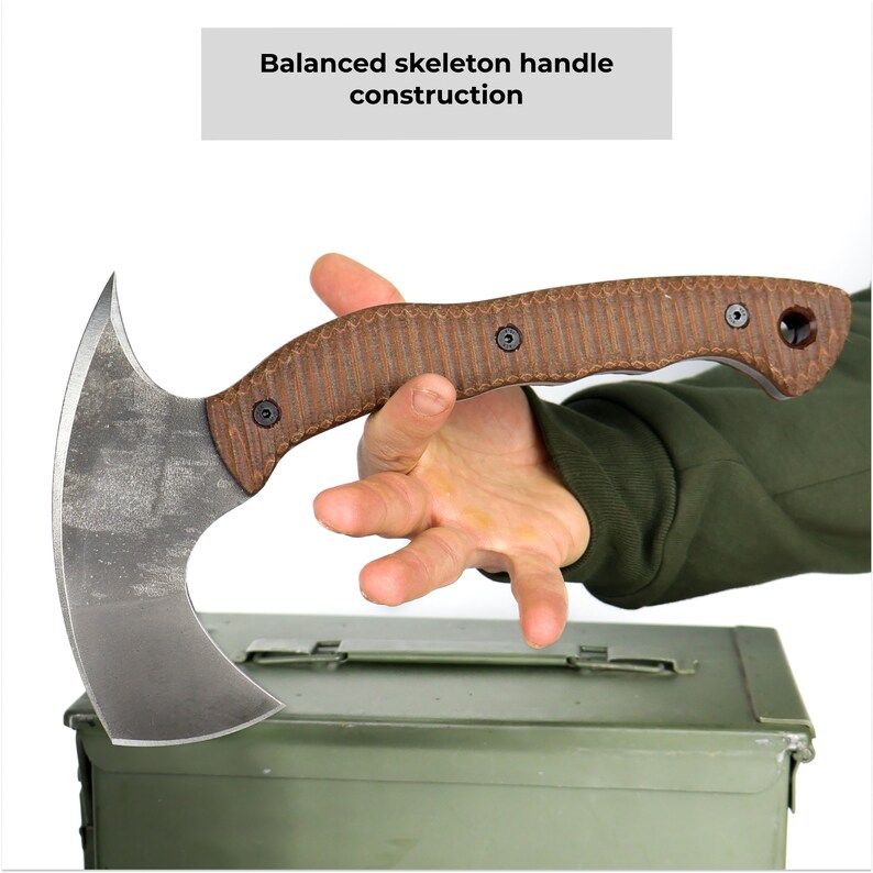 thumbnail image 2 of 11 5/8 Tactical Fighting Tomahawk Axe With Kydex Sheath – KCCEDGE – Stainless Steel, Full Tang, Black 2 of 6