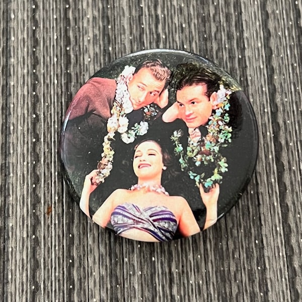 BING Crosby BOB Hope Dorothy Lamour 1.50" Button Pin Road Movies